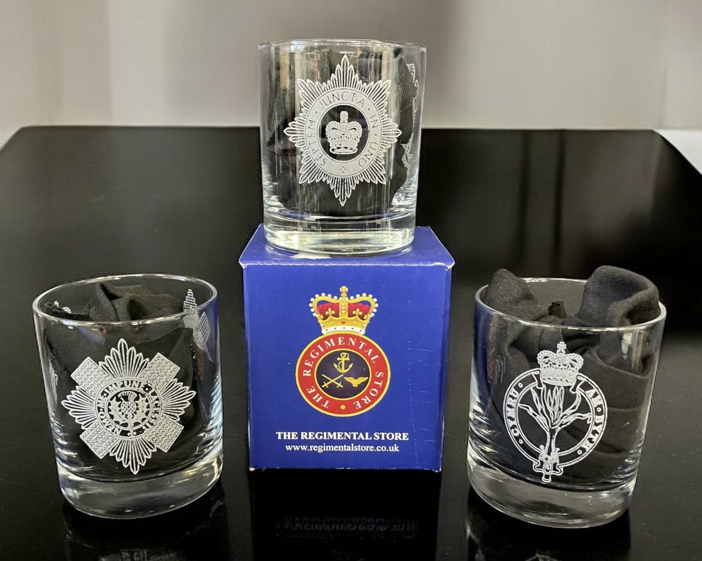UK Guards Regiments whisky glasses