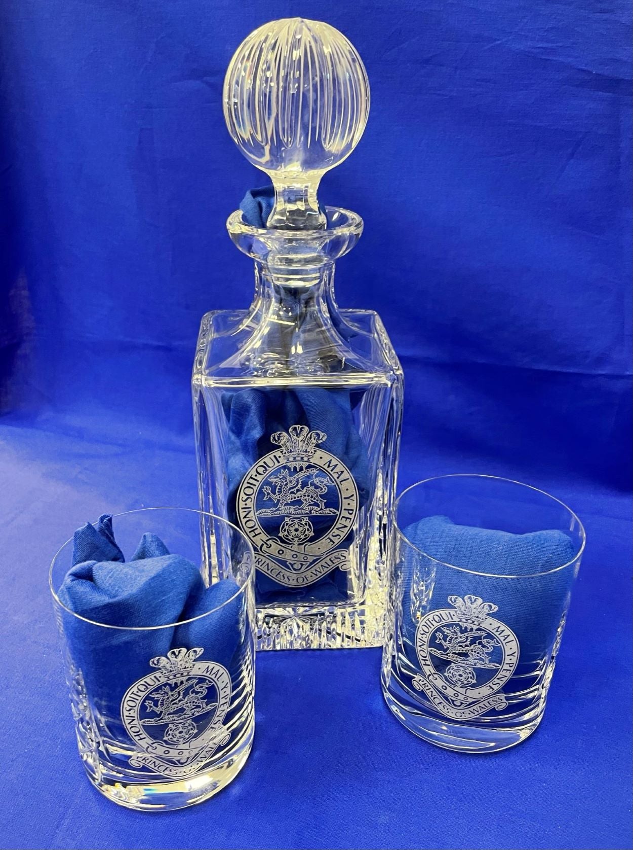 Regimental Military Cut Glass Decanter & Whisky Glasses