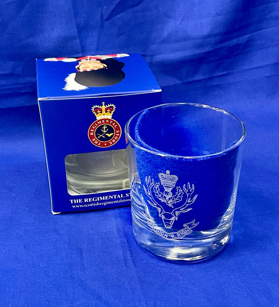 Queens Own Highlanders whisky glasses