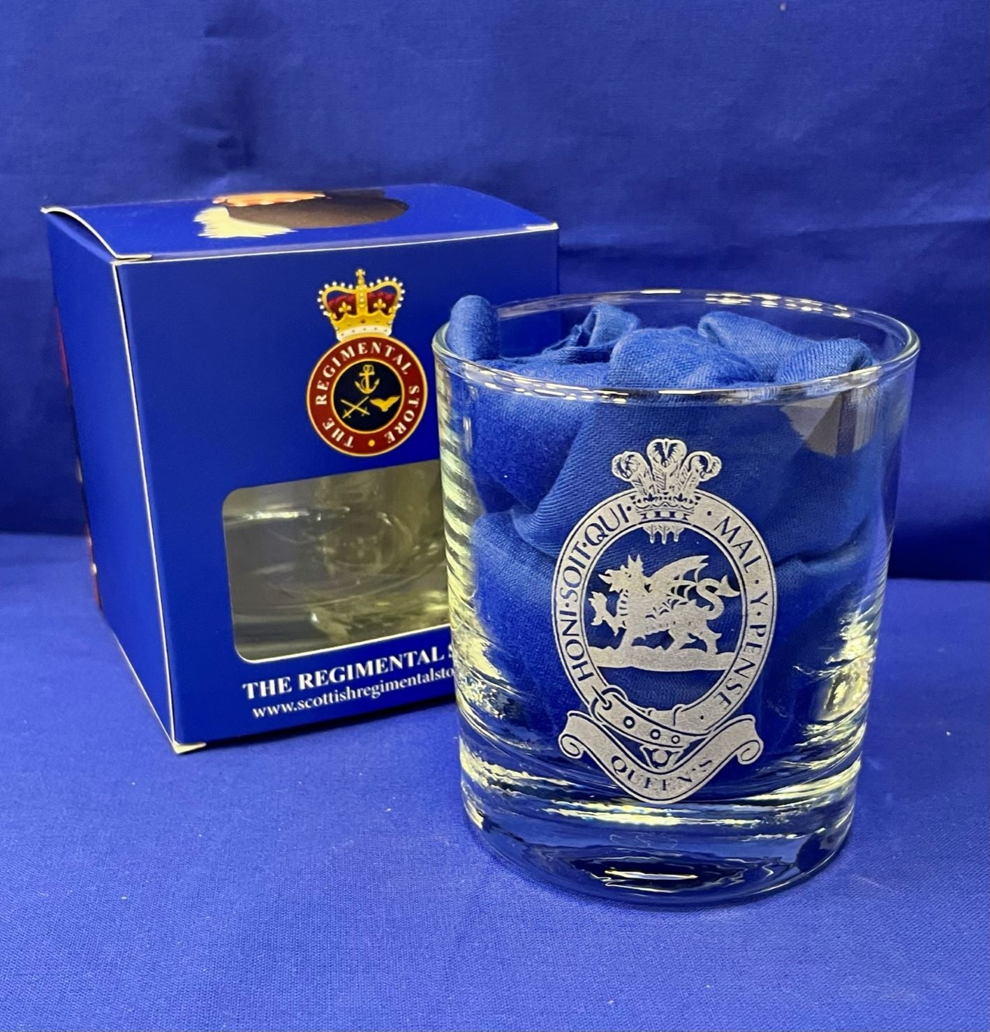 Queens Regiment Whisky Glass