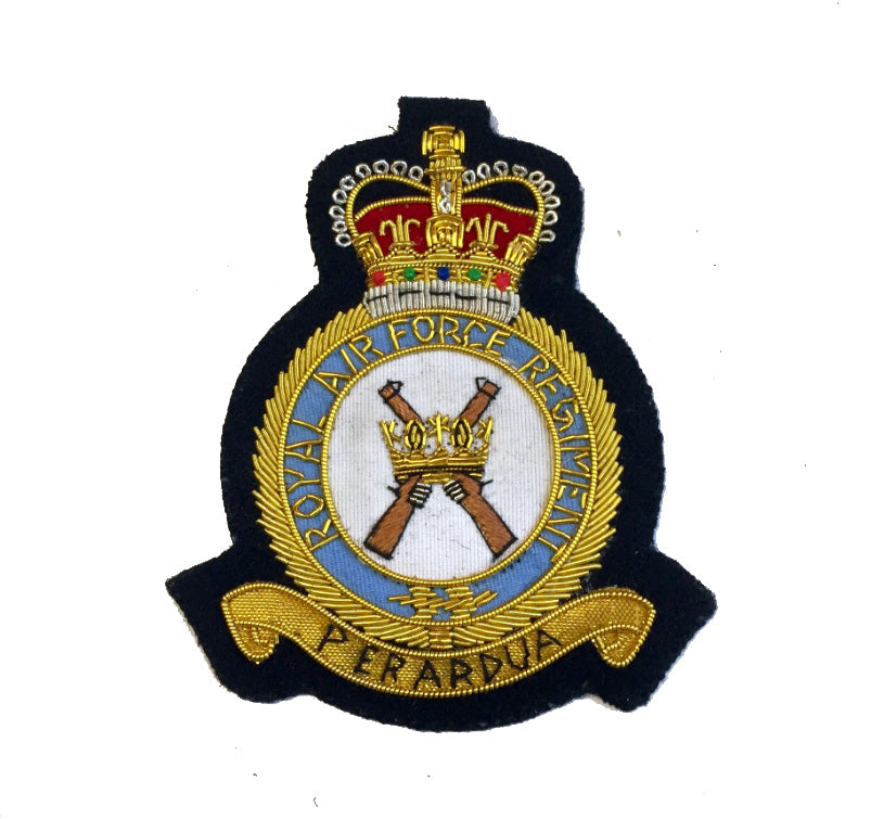 RAF Regiment wire embroidered blazer badge.