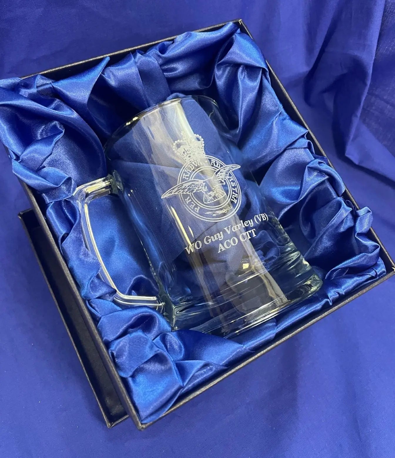 British Army Presentation Glass Tankard Royal Engineers, REME, Royal Signals, PARA, Artillery, The Regimental Store Ltd