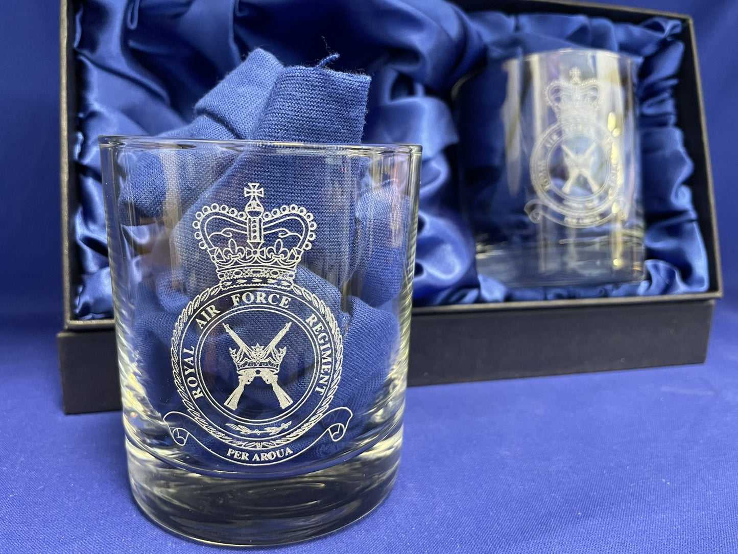 RAF Regiment whisky glasses