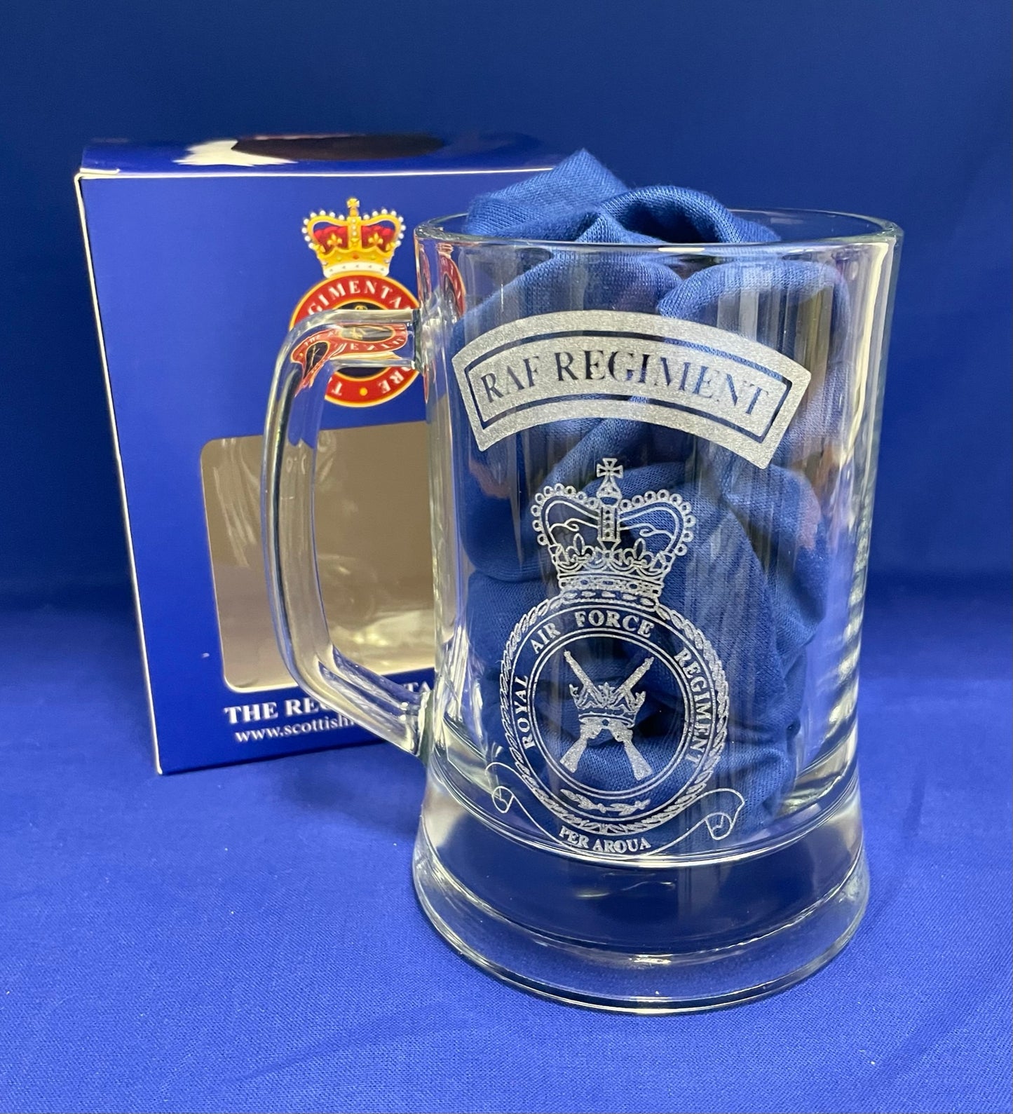 RAF Regiment glass beer tankard