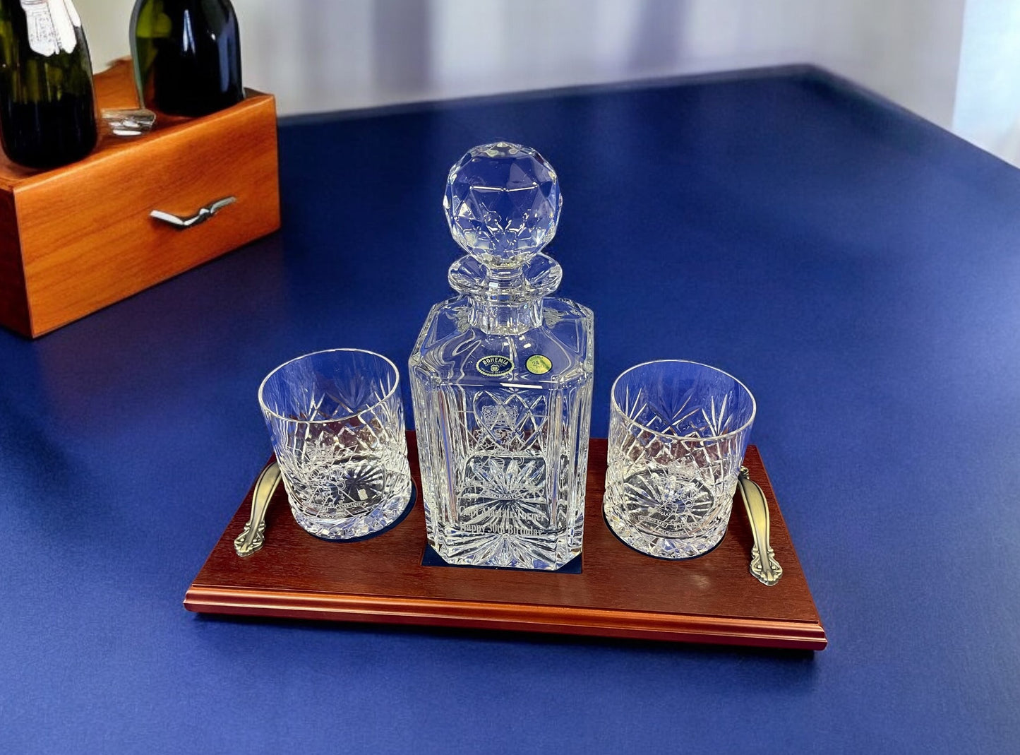 Royal Navy Crystal Decanter and Glasses