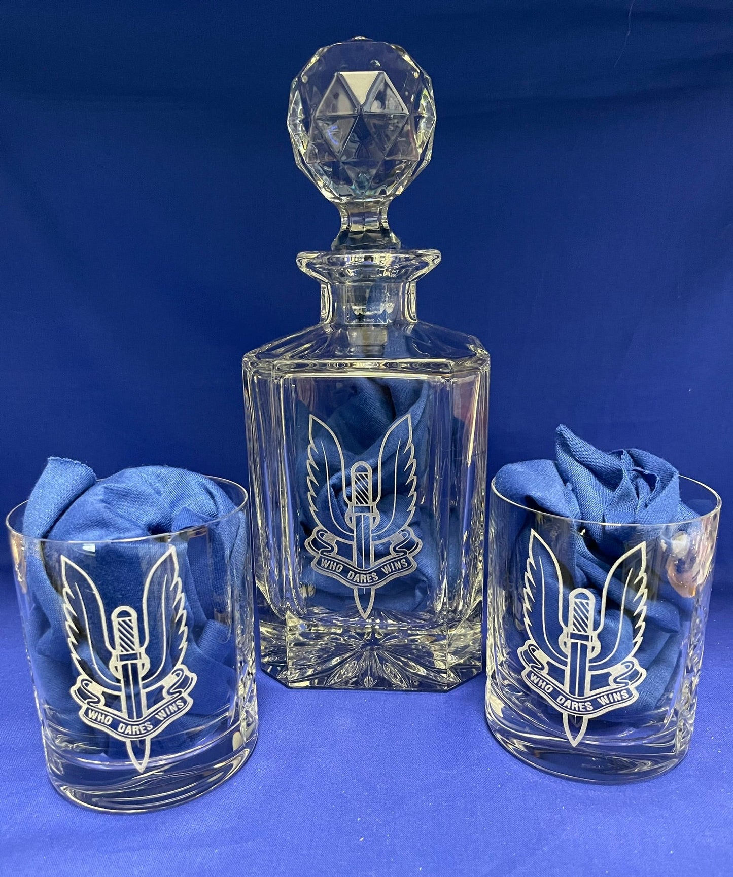 Regimental Military Cut Glass Decanter & Whisky Glasses My Store