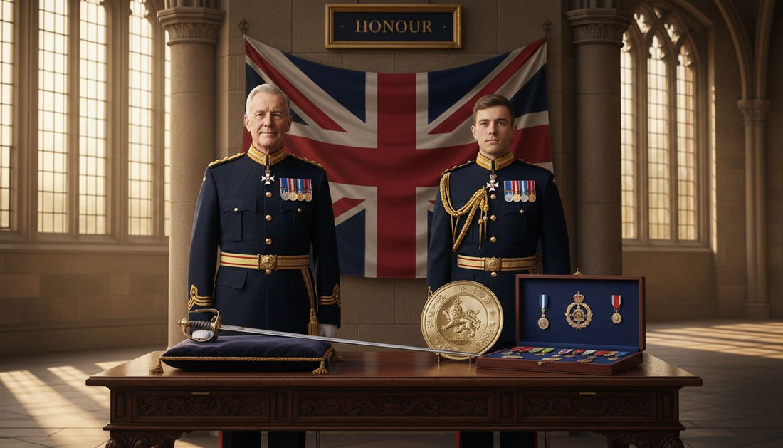 British officers present ceremonial military gifts