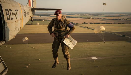 British paratrooper jumps during World War II