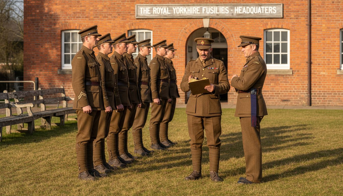 British soldiers in historic regiment formation