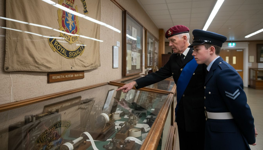 Royal Signals officer at museum display