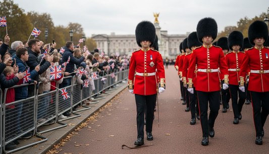 British soldiers march in formal parade