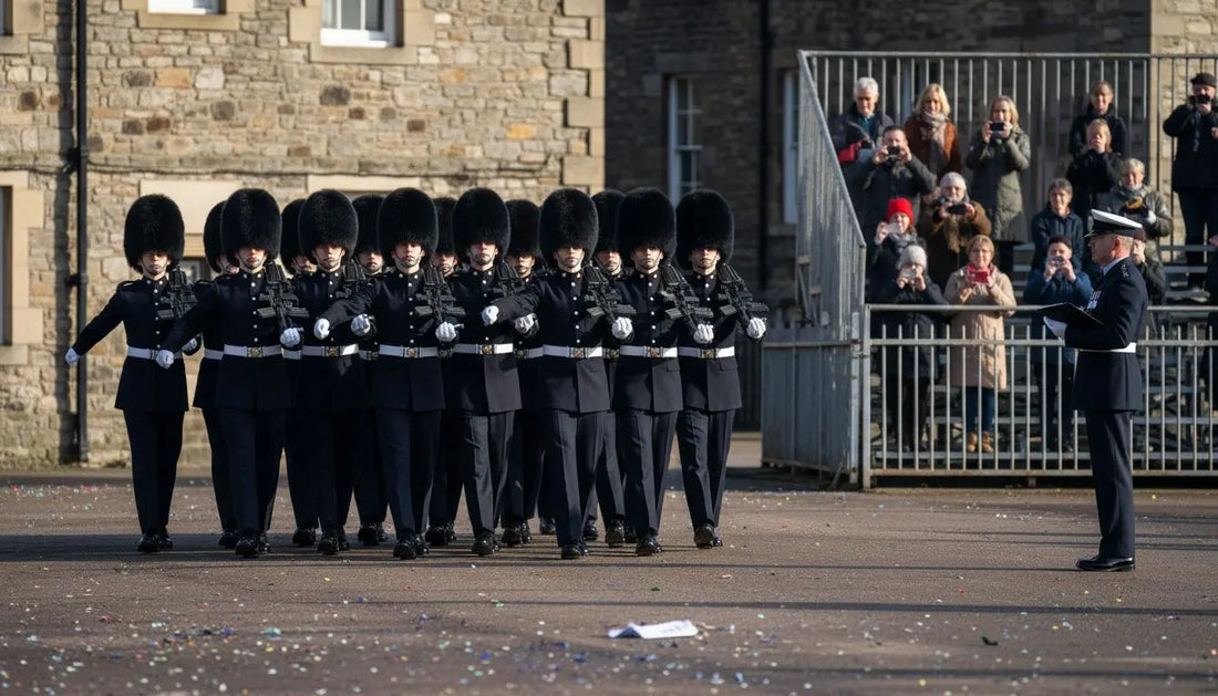 British Army recruits marching at passing out parade