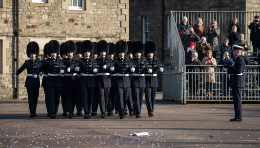 British Army recruits marching at passing out parade