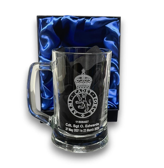 Military Presentation glass tankard in gift box.