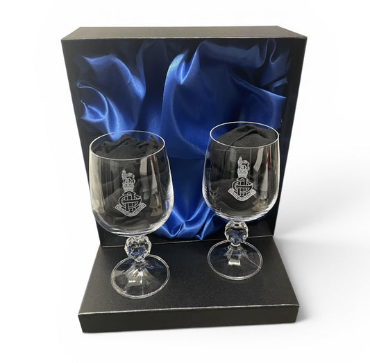 Adjutant General's Corps engraved port glasses and giftware.