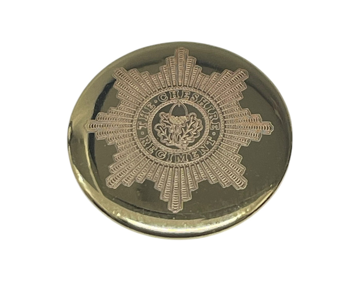 Cheshire Regiment engraved buttons for blazer jackets.