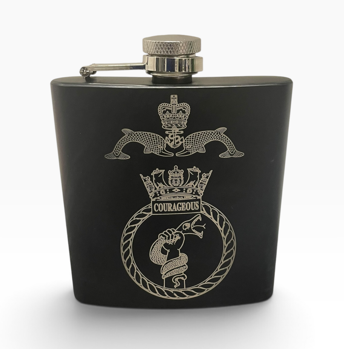 HMS Courageous engraved hip flask gifts.