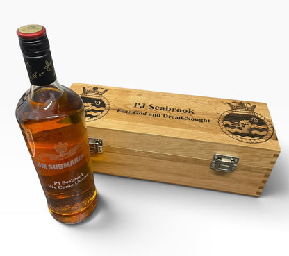 Royal Navy and ships engraved bottle box and presentation gifts.