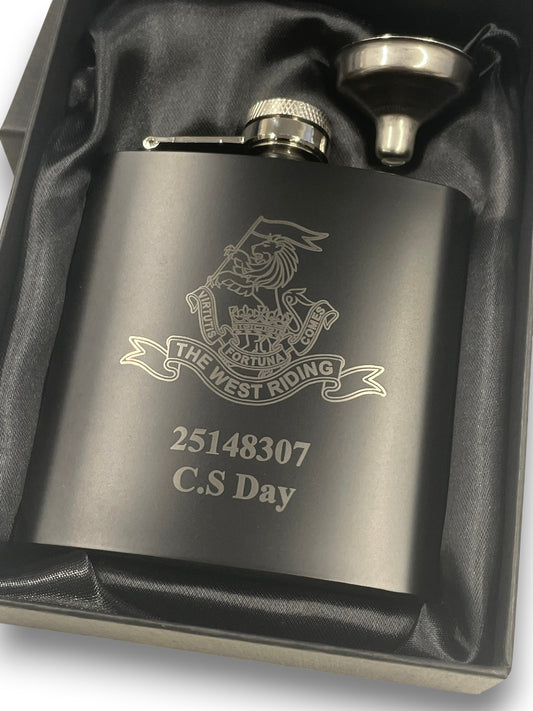 Duke of Wellington regiment engraved hip flask and gifts.