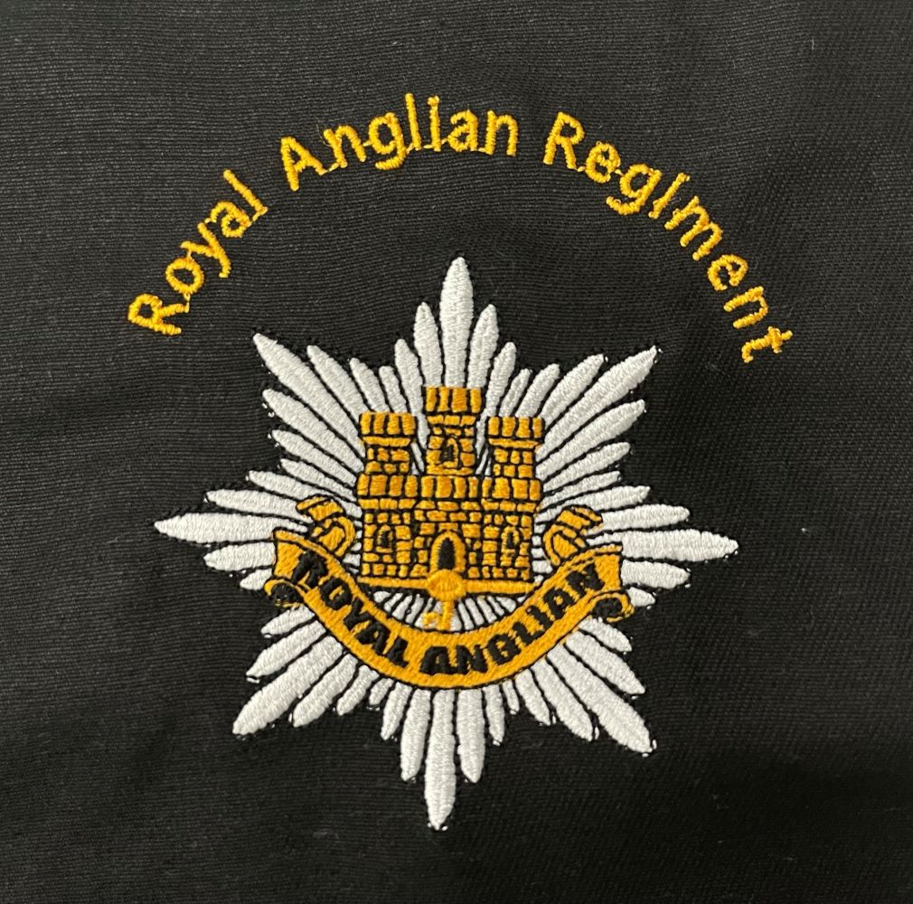 Royal Anglian Regiment embroidered t-shirts and hoodies.