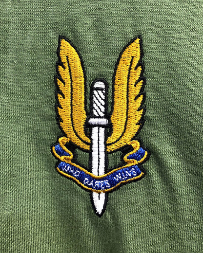 SAS embroidered t-shirts and hoodies.