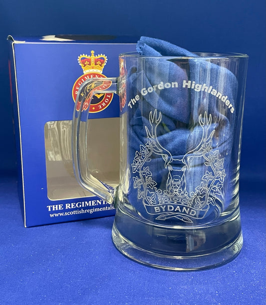 Gordon Highanders engraved beer glass and gifts.