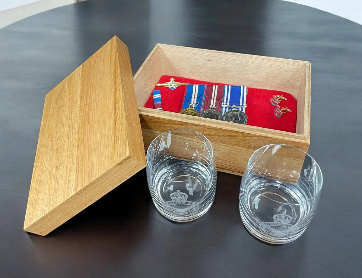 Oak Whisky Glasses Gift Box The Regimental Store Ltd