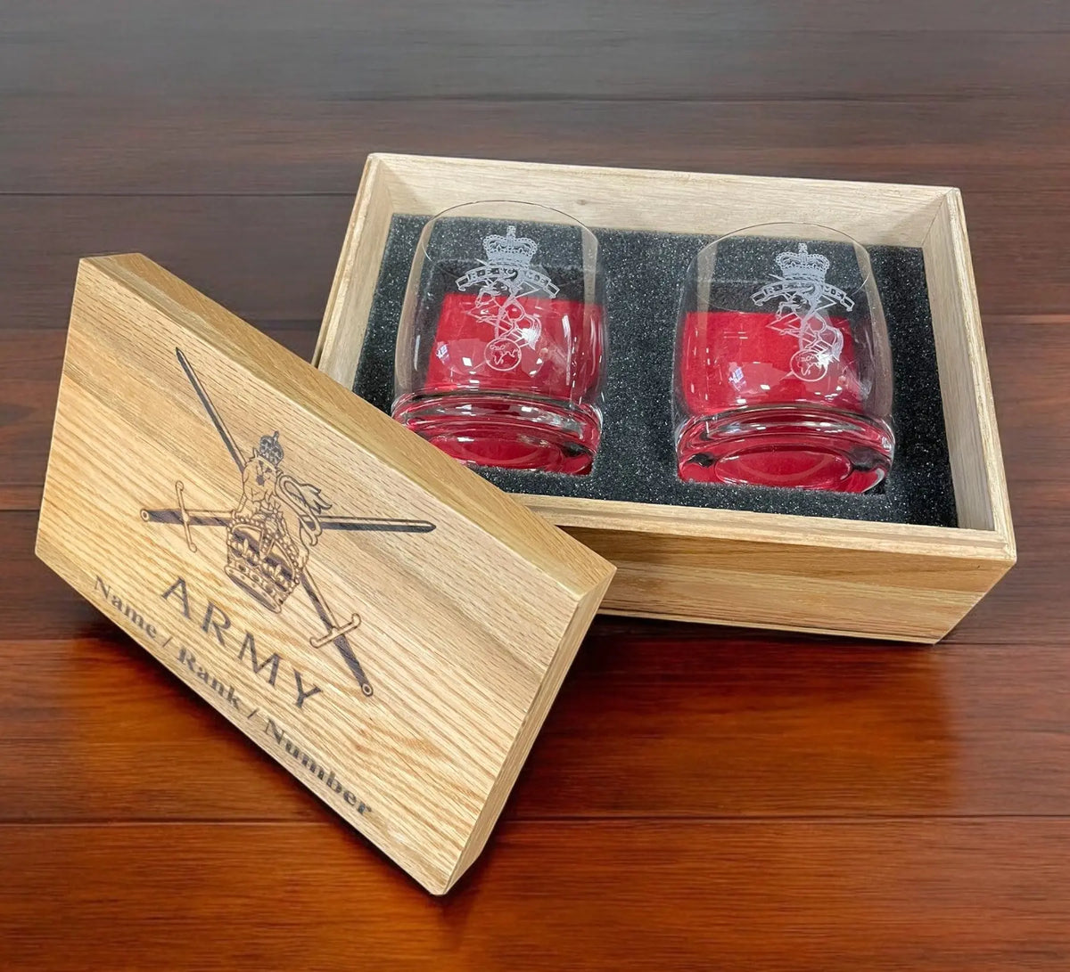 Oak Whisky Glasses Gift Box The Regimental Store Ltd