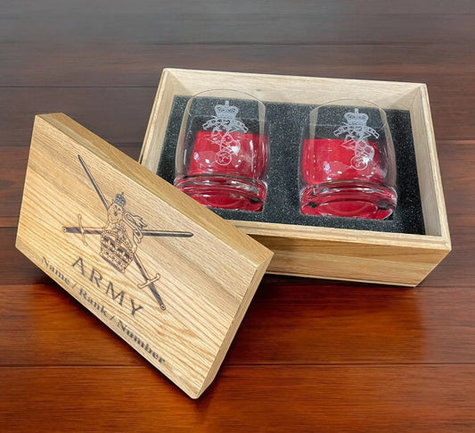Oak Whisky Glasses Gift Box The Regimental Store Ltd