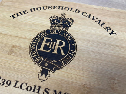 Household Cavalry engraved medal and memorobilia storage box.