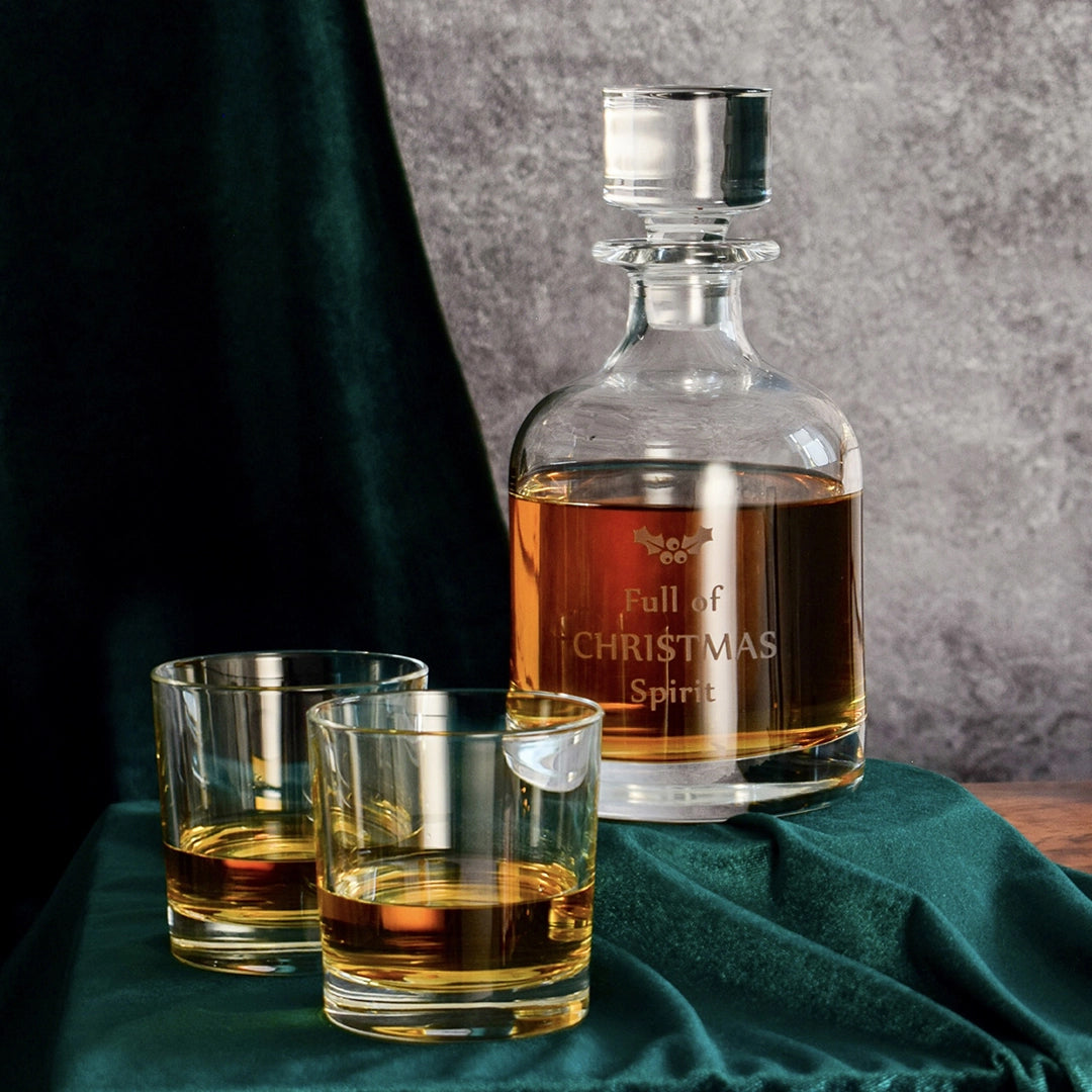 Plain Round Decanter and Twin Glasses