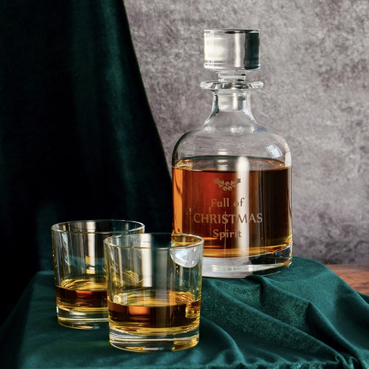 Plain Round Decanter and Twin Glasses