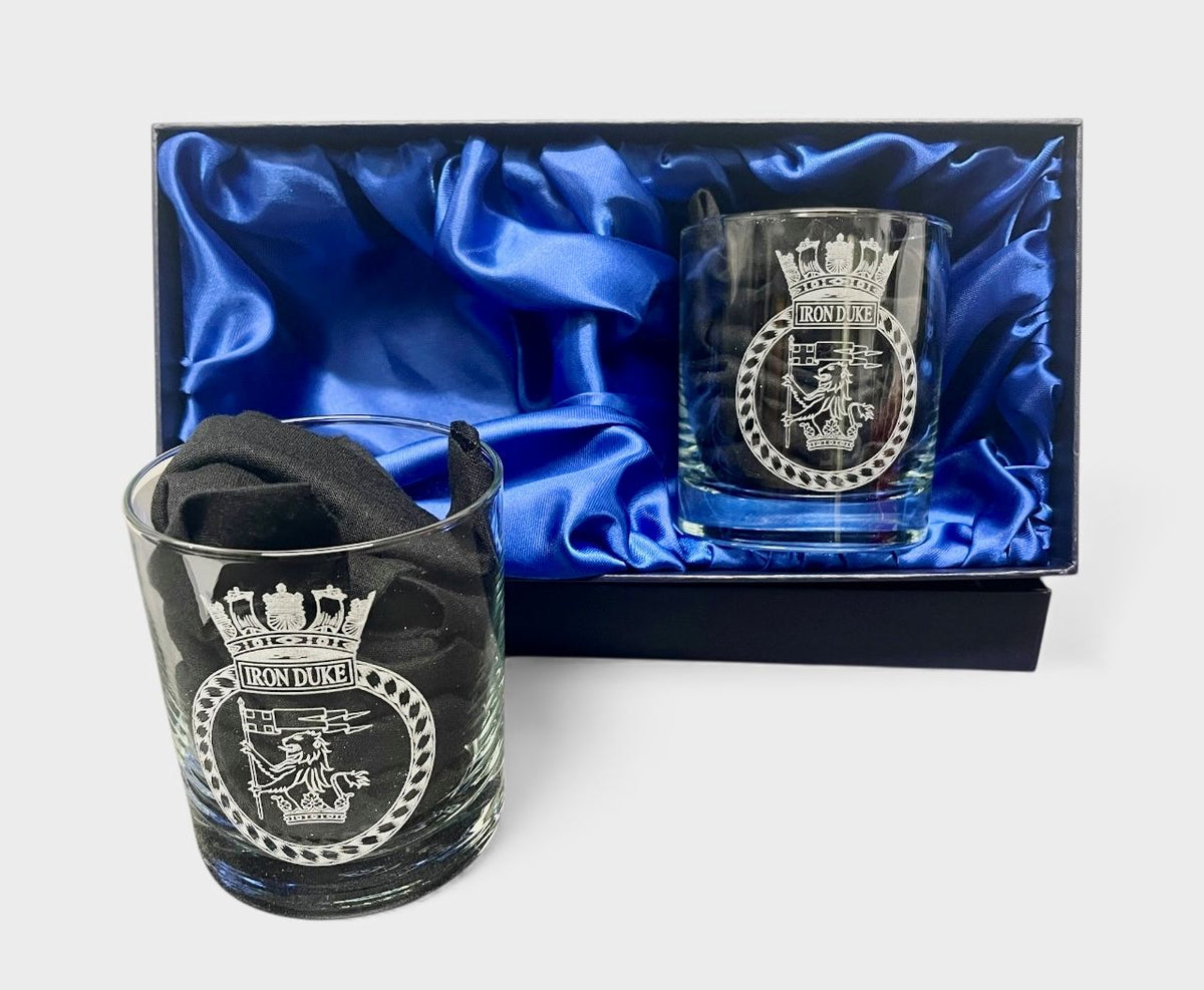 HMS Iron Duke engraved whisky glasses and gifts.
