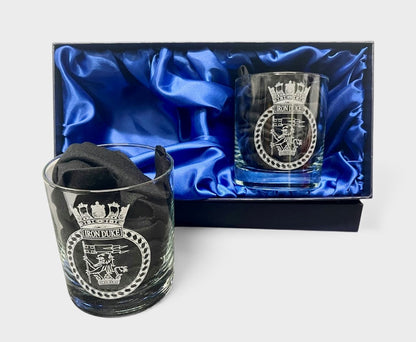 HMS Iron Duke engraved whisky glasses and gifts.