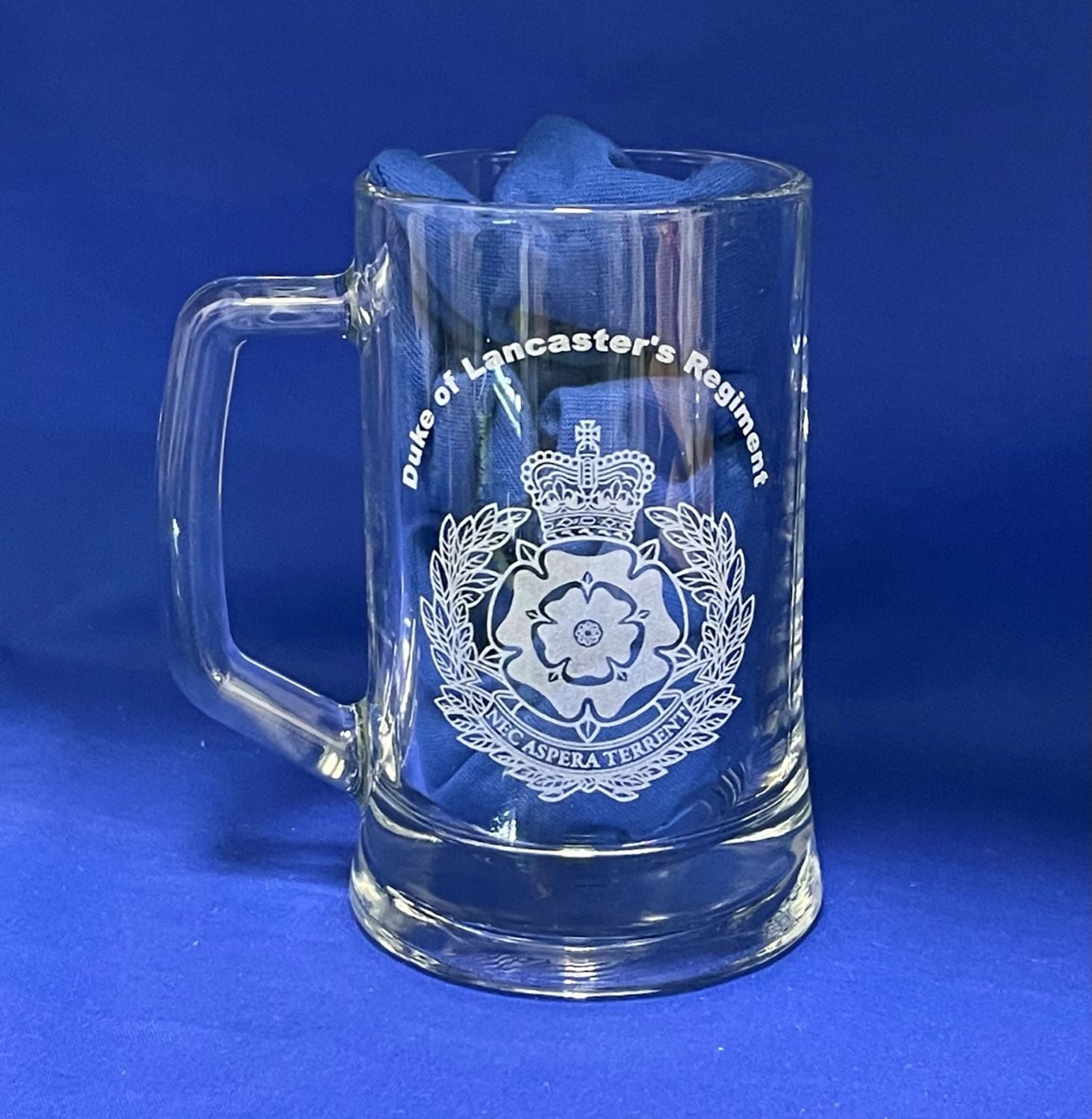 LANCS engraved beer glass