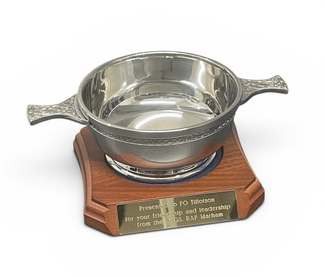Army leaving gifts- pewter quaich.