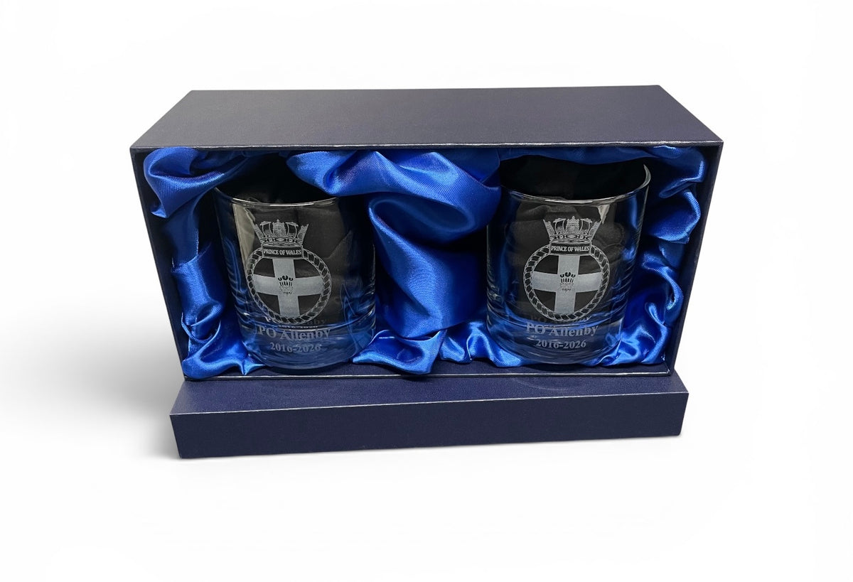 HMS Prince of Wales whisky glasses.