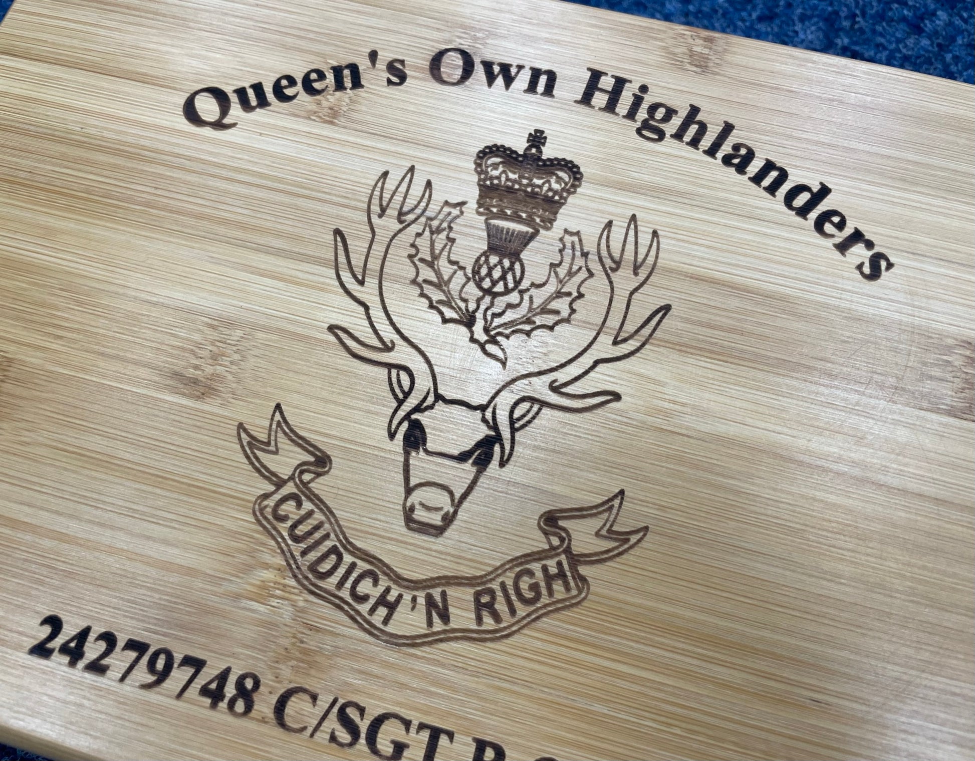 Queens Own Highlanders medal and memorabilia storage box.