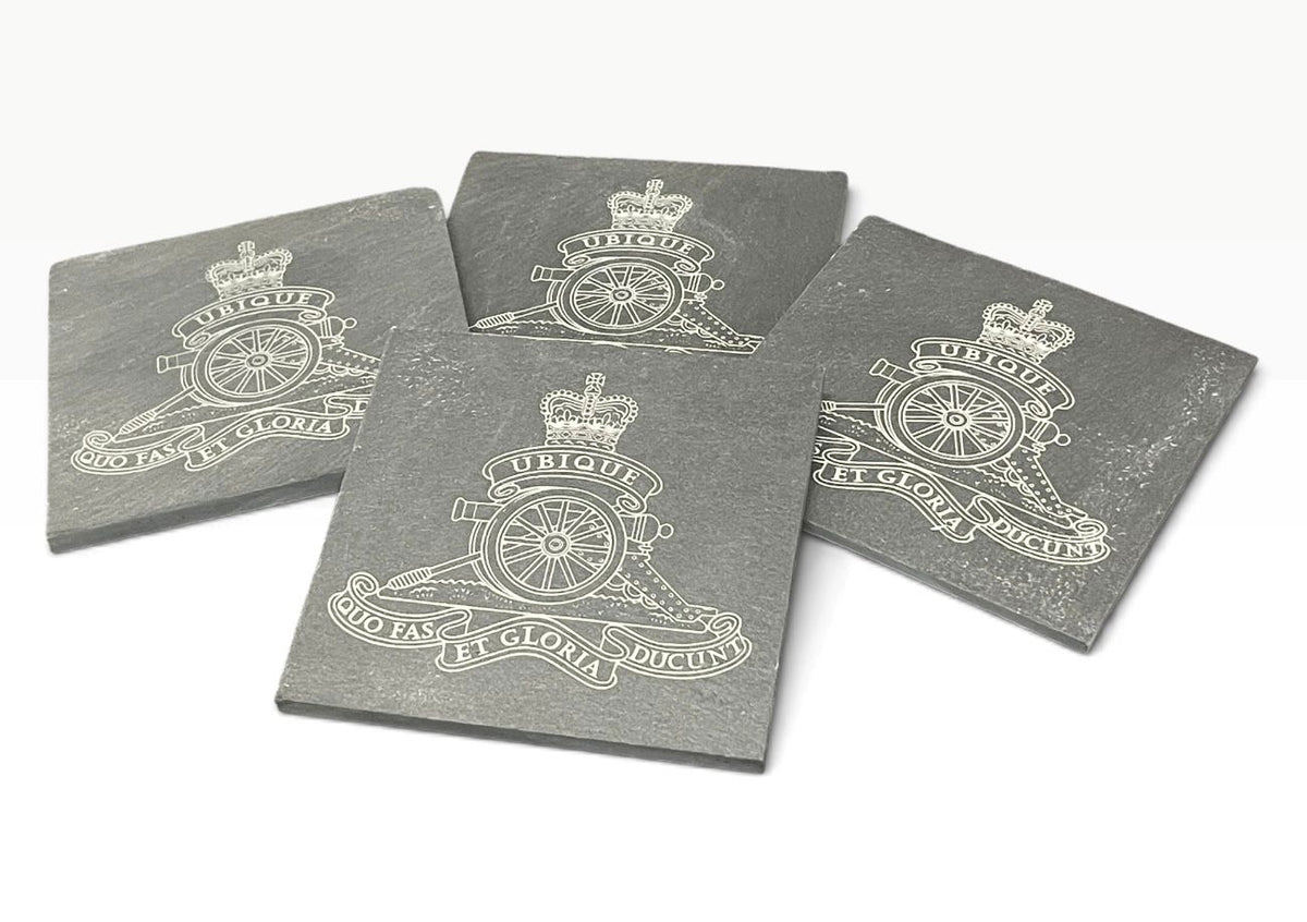 Royal Atillery engraved slate coasters and gifts.