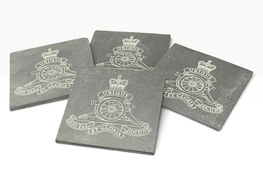 Royal Atillery engraved slate coasters and gifts.