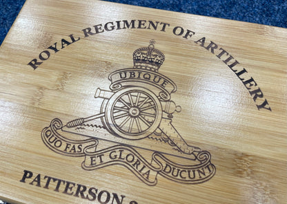 Royal Artillery Regiment medal and memorabilia storage box.