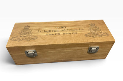 Royal Artillery engraved bottle box and presentation gifts.