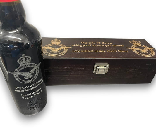RAF -Presentation Engraved Wooden Bottle Box