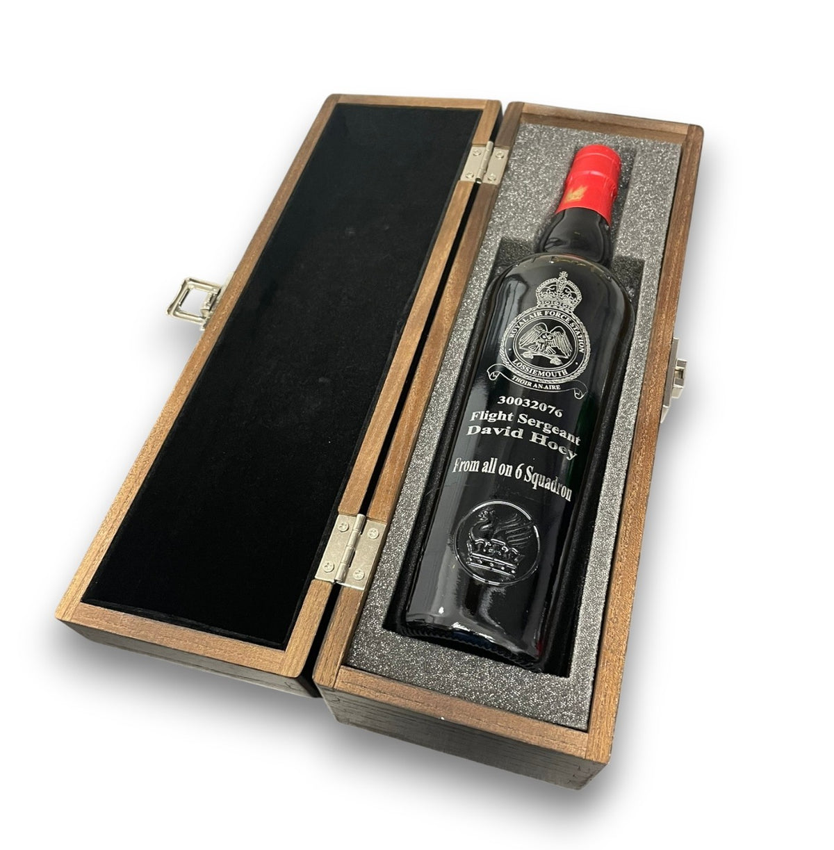RAF -Presentation Engraved Wooden Bottle Box