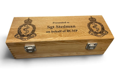 RAMC engraved bottle box and presentation gifts.