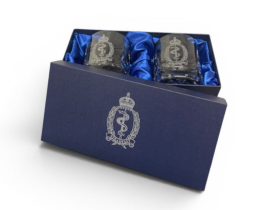 RAMS crystal cut whisky glasses.