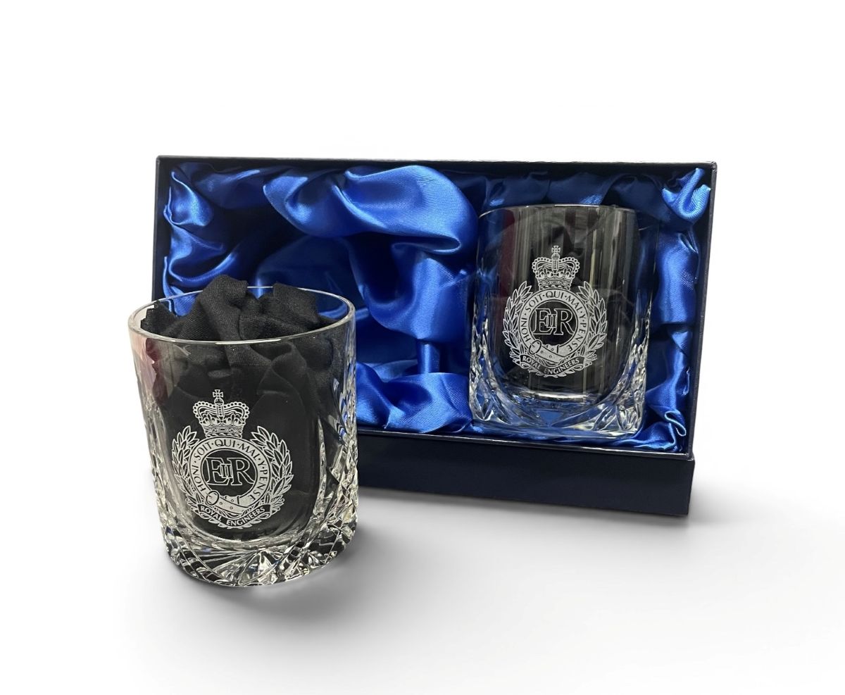 British Army crystal cut glasses, fathers day gifting.
