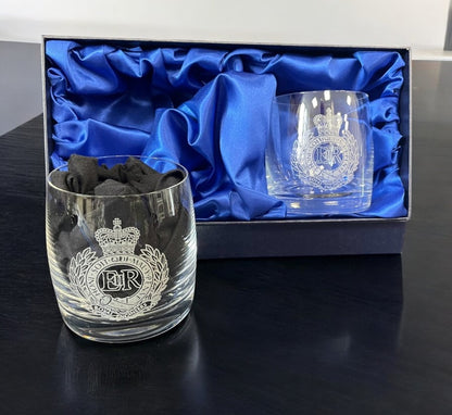 Royal Engineers crystl whisky glasses
