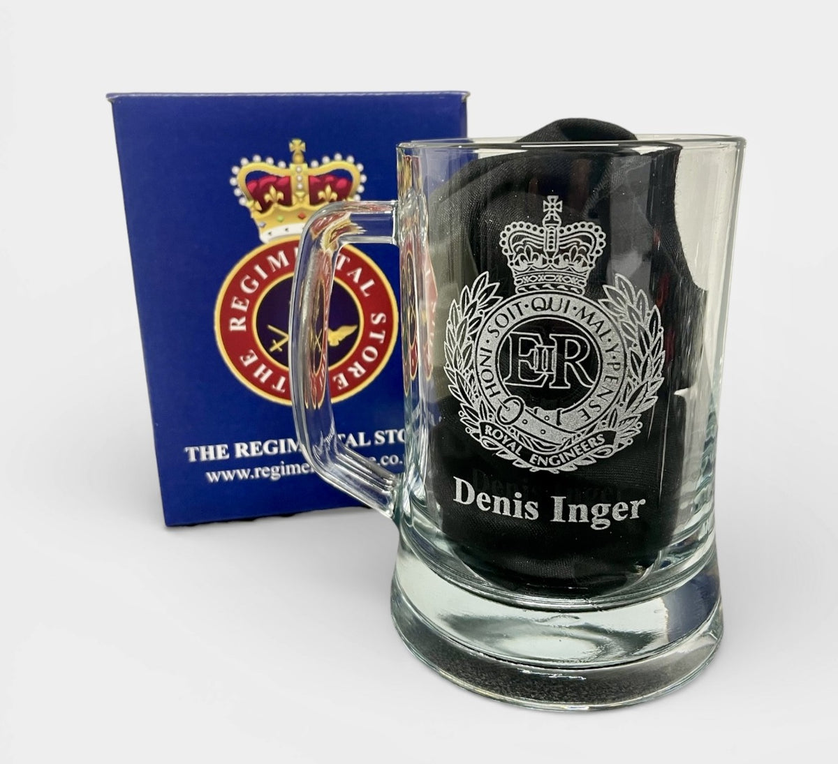 Royal Engineers engraved beer glass and Corps gifts.
