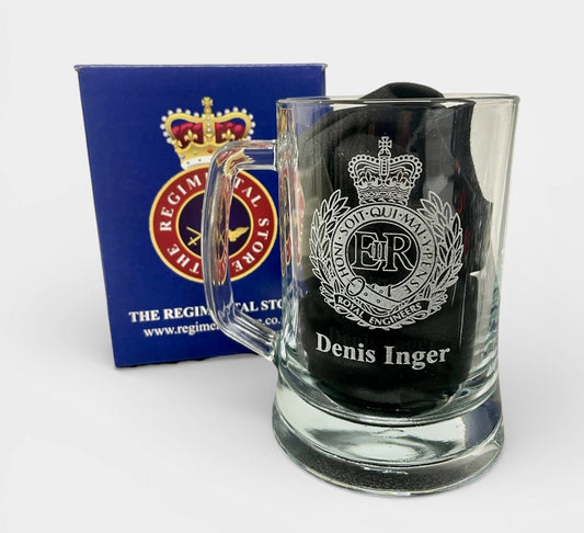 Royal Engineers engraved beer glass and Corps gifts.
